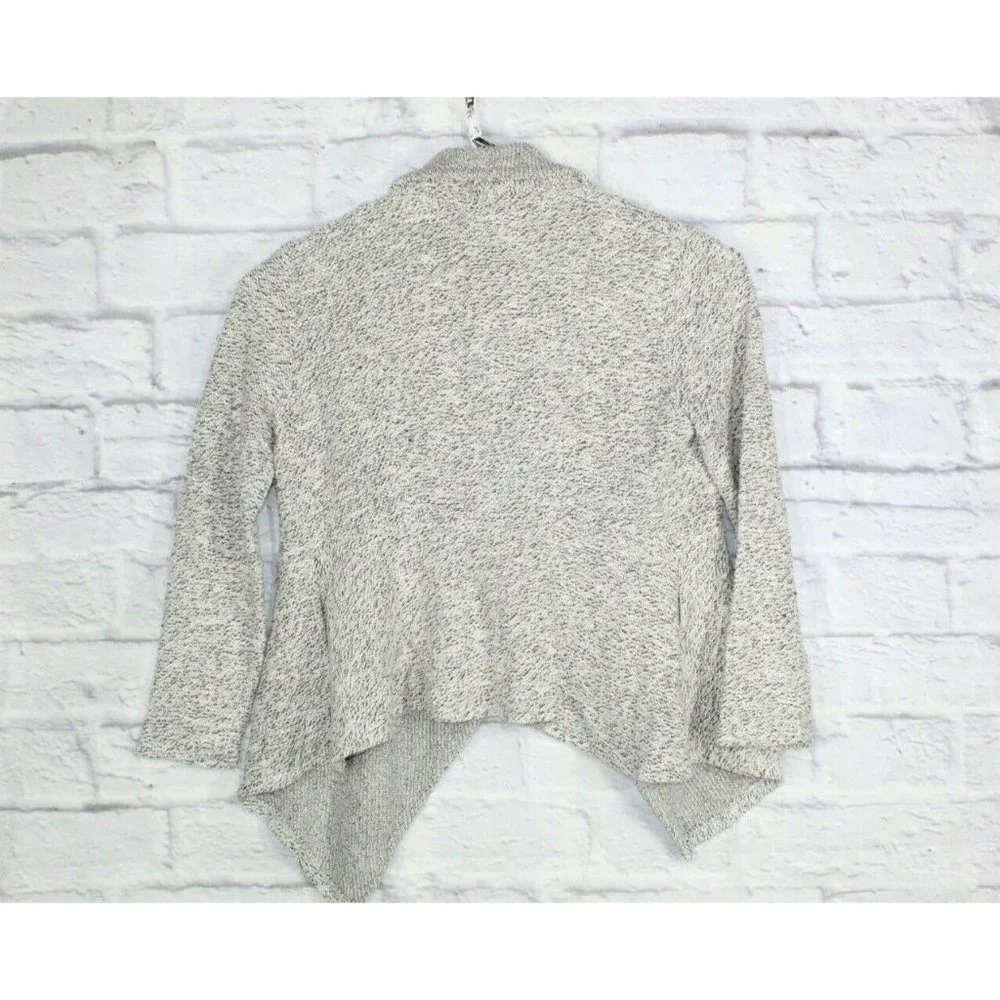 BNCI Blanc Noir White Gray Open Front Shawl Collar Cardigan Sweater XL - Picture 7 of 8